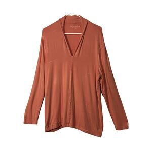 Soft Surroundings Top Womens Plus Size 1X Salmon Long Sleeve Pullover V-Neck Tun